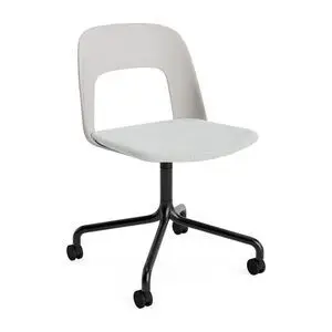 Hay - Layout Chair 163 Sort pulverlakeret aluminium 4-stjernet drejelig bue Hjulbase - Himmelgrå