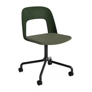 Hay - Layout Chair 163 Sort pulverlakeret aluminium 4-stjernet drejelig bue Hjulbase - Flaskegrøn