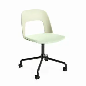 Hay - Layout Chair 163 Sort pulverlakeret aluminium 4-stjernet drejelig bue Hjulbase - Pastelgrøn