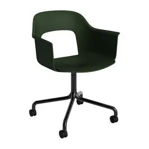 Hay - Layout Lænestol 261 Sort pulverlakeret aluminium 4-stjernet drejelig bue Hjulbase - Flaskegrøn