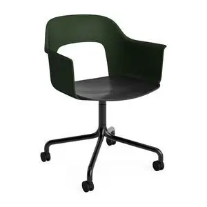 Hay - Layout Lænestol 262 Sort pulverlakeret aluminium 4-stjernet drejelig bue Hjulbase - Flaskegrøn