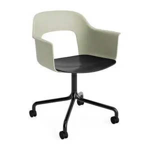 Hay - Layout Lænestol 262 Sort pulverlakeret aluminium 4-stjernet drejelig bue Hjulbase - Pastelgrøn