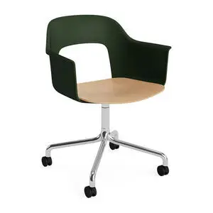 Hay - Layout Lænestol 262 Poleret aluminium 4-stjernet drejelig bue Hjulbase - Flaskegrøn