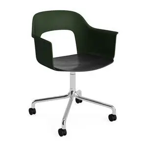 Hay - Layout Lænestol 262 Poleret aluminium 4-stjernet drejelig bue Hjulbase - Flaskegrøn