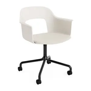 Hay - Layout Lænestol 263 Sort pulverlakeret aluminium 4-stjernet drejelig bue Hjulbase - Cremehvid