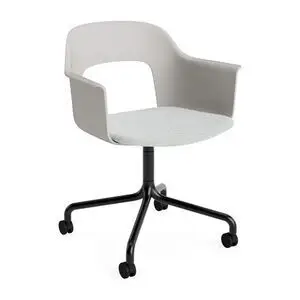 Hay - Layout Lænestol 263 Sort pulverlakeret aluminium 4-stjernet drejelig bue Hjulbase - Himmelgrå