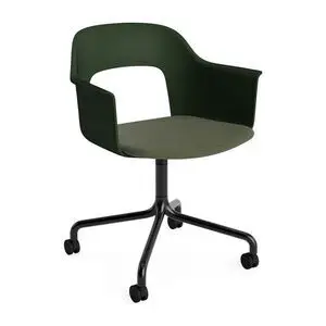 Hay - Layout Lænestol 263 Sort pulverlakeret aluminium 4-stjernet drejelig bue Hjulbase - Flaskegrøn