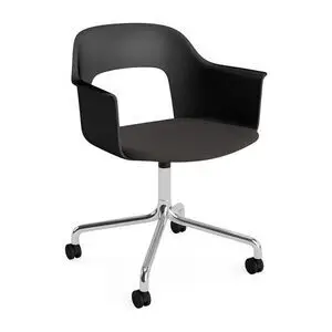 Hay - Layout Lænestol 263 Poleret aluminium 4-stjernet drejelig bue Hjulbase - Sort