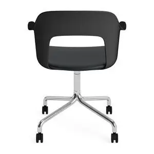 Hay - Layout Lænestol 263 Poleret aluminium 4-stjernet drejelig bue Hjulbase - Sort