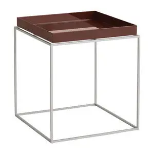 Hay - Tray Table Silver grey Silicone coated steel base - Chocolate High gloss