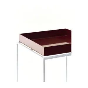 Hay - Tray Table Silver grey Silicone coated steel base - Chocolate High gloss