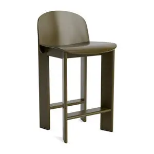Hay - Chisel 35 Barstol Lav med ryglæn H65 Standard glider - Grøn umbra