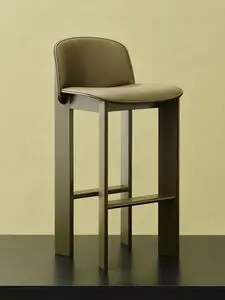 Hay - Chisel 35 Barstol Høj med ryglæn H75 Standard glider - Grøn umbra