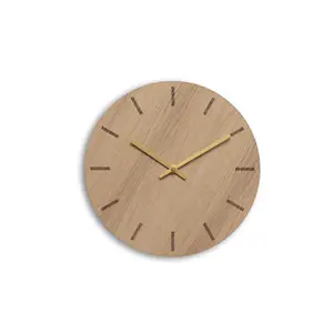 Hemverk - Vægur - Light Oak - Eg/Guld - Ø28 cm