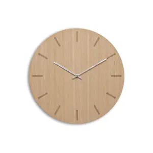 Hemverk - Vægur - Light Oak - Eg/Sølv - Ø28 cm