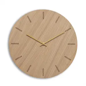 Hemverk - Vægur - Light Oak - Eg/Guld - Ø38 cm