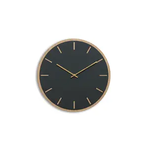 Hemverk - Vægur - Lys Eg/Mørkegrøn - Guld visere - Ø28 cm