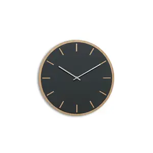 Hemverk - Vægur - Lys Eg/Mørkegrøn - Sølv visere - Ø28 cm