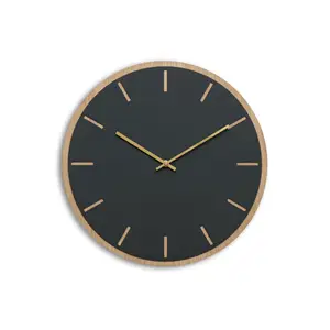 Hemverk - Vægur - Lys Eg/Mørkegrøn - Guld visere - Ø38 cm