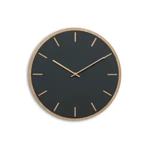 Hemverk - Vægur - Lys Eg/Mørkegrøn - Kobber visere - Ø38 cm