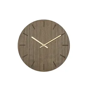 Hemverk - Vægur - Valnød - Ø28 cm - Kobber visere