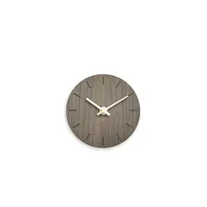 Hemverk - Vægur - Valnød - Ø12 cm - Kobber visere