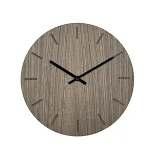 Hemverk - Vægur - Valnød - Ø38 cm - Sorte visere