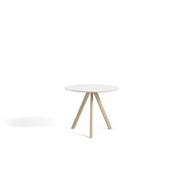 HAY - CPH20 Round - Ø90 cm - Hvid/off white linoleum bordplade, Ben i lakeret eg - Cph 20 rundt bord