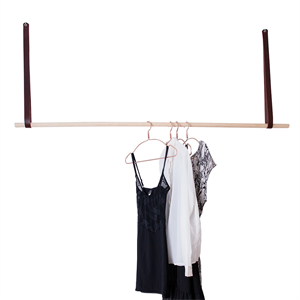 Image of Cle Design - Tøjstativ - 150 cm - Kernelæder og fyrretræ- Mørkebrun