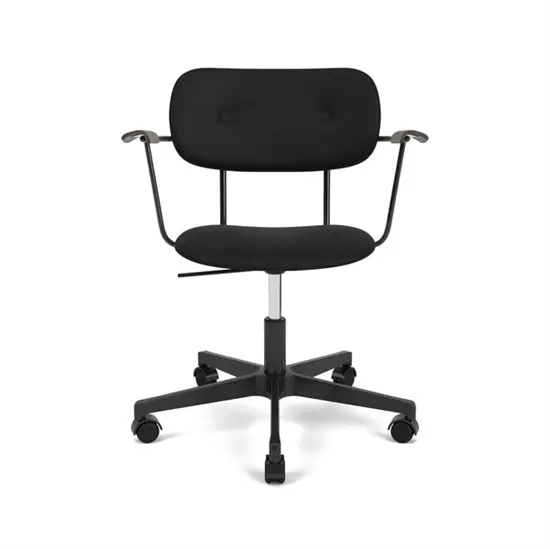 Audo Copenhagen - Co Task Chair w/Armrest, Star Base w/Casters, Black Aluminium, Seat And Back Upholstered With PC0L, Oak Arms, Hard Floor, Dark St. Oak, EU/US - CAL117, 1001 (Black), Sierra, Sierra, Camo