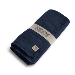 Lovely Linen - Dug, Blå - Midnight Blue - 145x300 cm