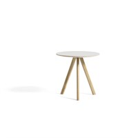 Hay bord - CPH20 - Ø50 cm - Hvid linoleum og sæbebehandlet eg. Cph 20 rundt bord