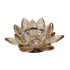 Margit Brandt - Lotus fyrfadsstage - Krystal - Amber - Ø14,5 cm