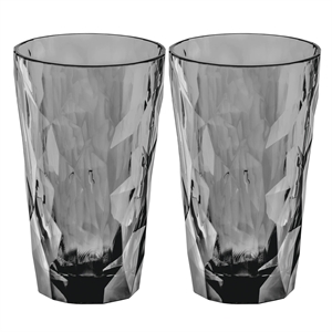 Koziol - Club No. 6 Superglas - Plastik Glas - Transparent Grå - Sæt af 2 stk.