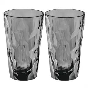 Koziol - Club No. 6 Superglas - Plastik Glas - Transparent Grå - Sæt af 2 stk.