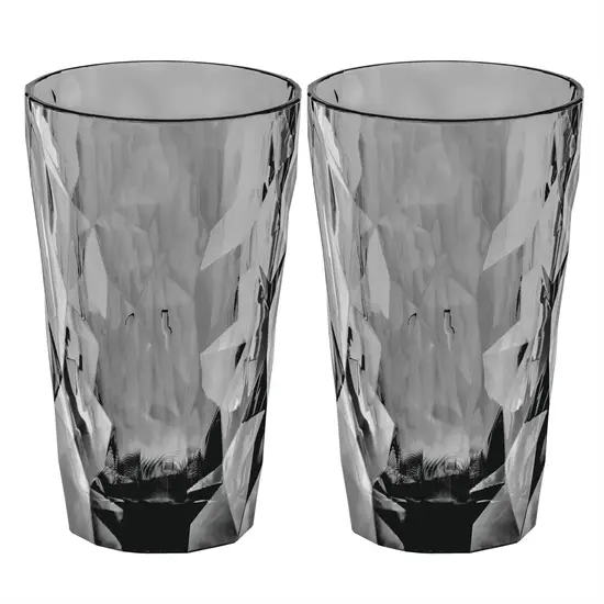 Koziol - Club No. 6 Superglas - Plastik Glas - Transparent Grå - Sæt af 2 stk.