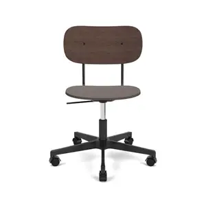 Audo Copenhagen - Co Task Chair, Star Base w/Casters For Hard Floor, Black Aluminium, Dark Stained Oak Seat And Back