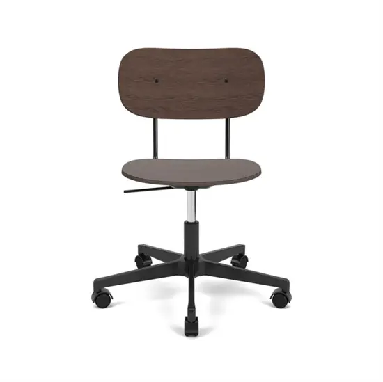 Audo Copenhagen - Co Task Chair, Star Base w/Casters For Hard Floor, Black Aluminium, Dark Stained Oak Seat And Back