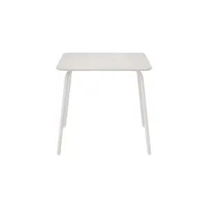 Rektangulært silkegråt bord med glatte kanter og let udadvinklede ben.