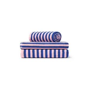 Bongusta - Naram Bath Sheets - Dazzling blue og rose - 100x150 cm - badehåndklæde