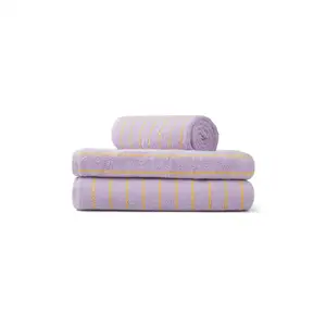 Bongusta - Naram Bath Sheets - Lilac og neon yellow - 100x150 cm