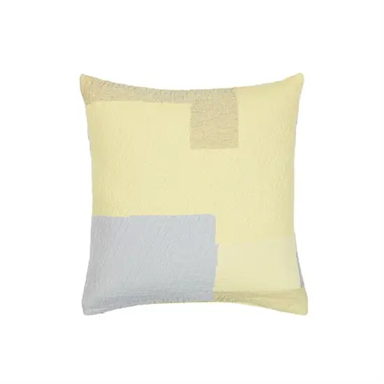 Broste Copenhagen - Pudebetræk - Patch - Pale Banana Yellow/Blue - W60 x L60 cm