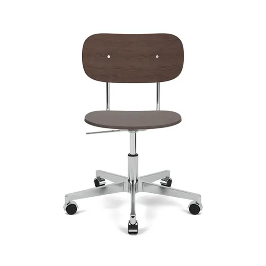 Audo Copenhagen - Co Task Chair, Star Base w/Casters For Hard Floor, Polished Aluminium, Dark Stained Oak Seat And Back