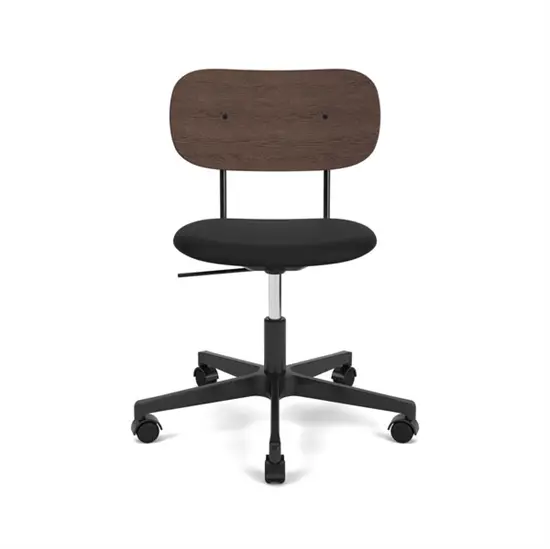 Audo Copenhagen - Co Task Chair, Star Base w/Casters, Black Aluminium, Seat Upholstered With PC0L, Oak Back, Hard Floor, Dark St. Oak, EU/US - CAL117, 1001 (Black), Sierra, Sierra, Camo