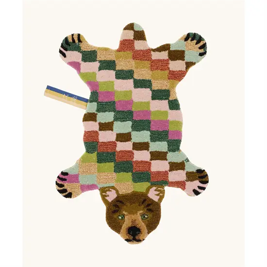Doing Goods - Gulvtæppe - Archie Check Bear - Small - 92 x 62 cm