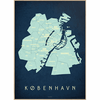 Enklamide - Typemap - København map - nat - 50x70 cm