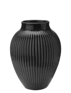 Knabstrup Keramik - vase H 20 cm ripple black