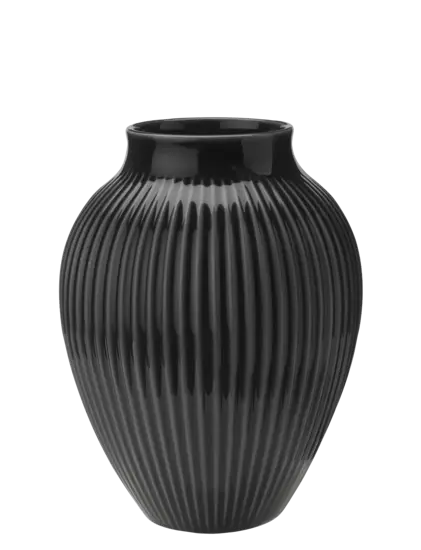 Knabstrup Keramik - vase H 20 cm ripple black