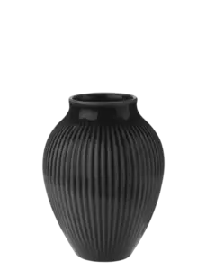 Knabstrup Keramik - vase H 12.5 cm ripple black