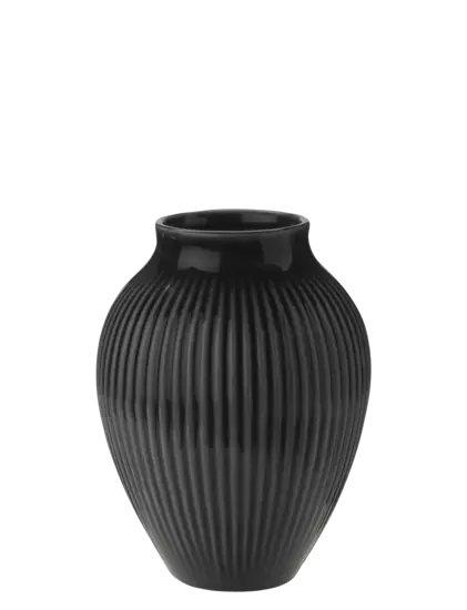 Knabstrup Keramik - vase H 12.5 cm ripple black